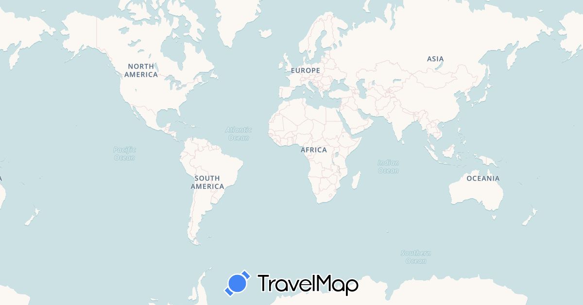 TravelMap itinerary: driving, plane, train in China, France, Netherlands, Réunion (Africa, Asia, Europe)